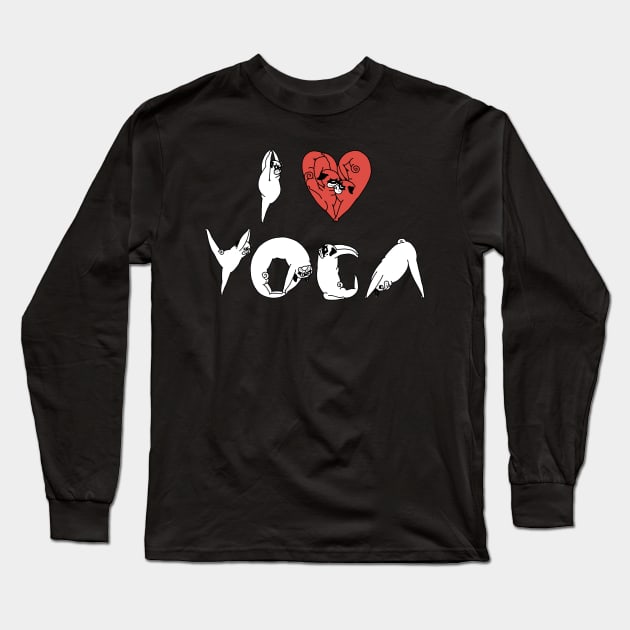 I Love Yoga Pug Long Sleeve T-Shirt by huebucket